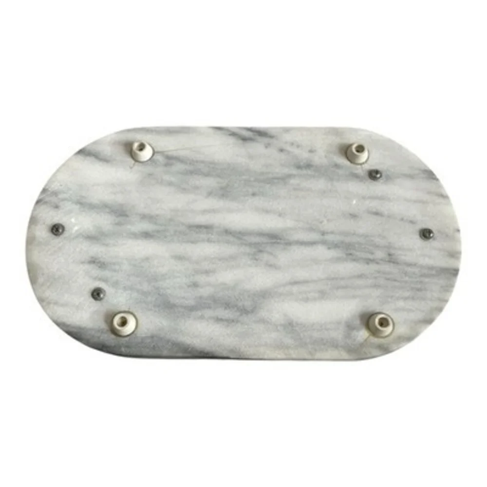 Vintage Arthur Court Marble Oval Serving Tray Figural Pig Aluminum Handle 13x7.5
